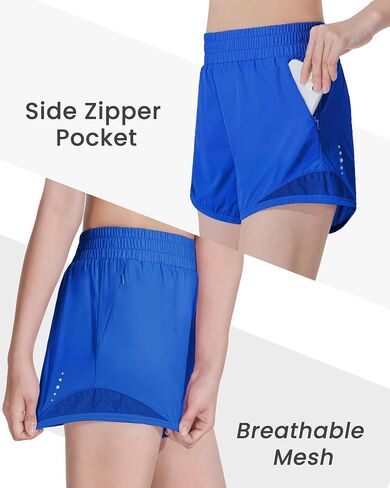 Auranso Girls Athletic Shorts Quick Dry Running Shorts with Mesh Liner and Zip Pockets in Saudi Arabia