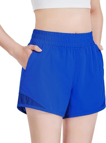 Auranso Girls Athletic Shorts Quick Dry Running Shorts with Mesh Liner and Zip Pockets in Saudi Arabia