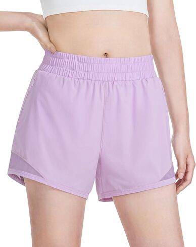 Auranso Girls Athletic Shorts Quick Dry Running Shorts with Mesh Liner and Zip Pockets in Saudi Arabia