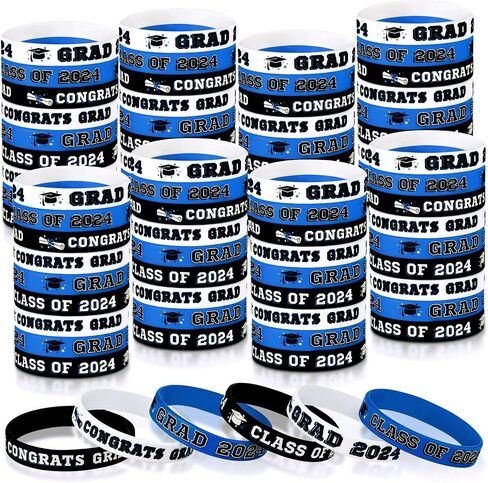 Sumind 102 Pcs Class of 2024 Silicone Wristbands, Silicone Graduation Bracelets Celebrating Congrats Grad Bracelet for Teacher Students, Graduation Party Supplies in Saudi Arabia