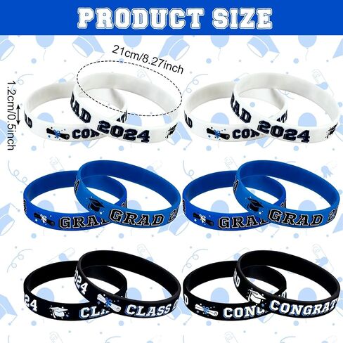 Sumind 102 Pcs Class of 2024 Silicone Wristbands, Silicone Graduation Bracelets Celebrating Congrats Grad Bracelet for Teacher Students, Graduation Party Supplies in Saudi Arabia