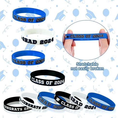 Sumind 102 Pcs Class of 2024 Silicone Wristbands, Silicone Graduation Bracelets Celebrating Congrats Grad Bracelet for Teacher Students, Graduation Party Supplies in Saudi Arabia