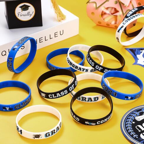 Sumind 102 Pcs Class of 2024 Silicone Wristbands, Silicone Graduation Bracelets Celebrating Congrats Grad Bracelet for Teacher Students, Graduation Party Supplies in Saudi Arabia