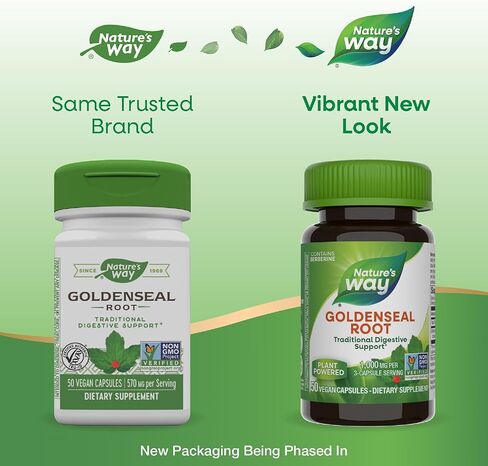 Nature's Way Goldenseal Root, Traditional Digestive Support, Berberine, Non-GMO Project Verified, Vegan, 50 Capsules (Packaging May Vary) - 2 Pack in Saudi Arabia