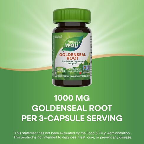 Nature's Way Goldenseal Root, Traditional Digestive Support, Berberine, Non-GMO Project Verified, Vegan, 50 Capsules (Packaging May Vary) - 2 Pack in Saudi Arabia