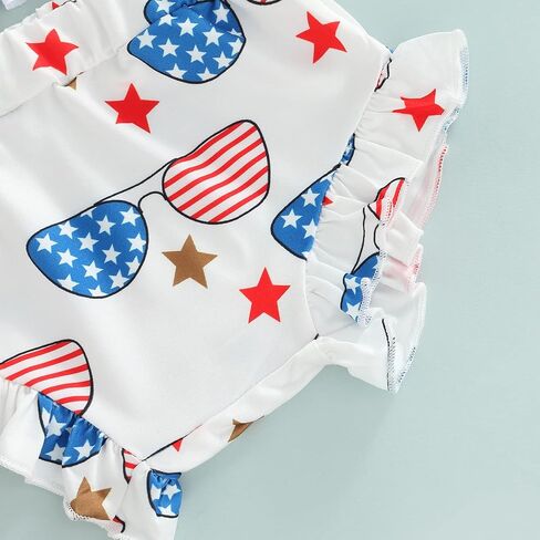 BemeyourBBs 0-6 Years Matching Sister 4th of July Outfit American Flag Tassel T-Shirt Shorts or Flared Pants with Headband in Saudi Arabia
