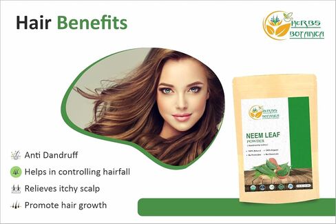 Herbs Botanica Neem Powder Organic for Hair Growth, Skin Care & Detox Wildcrafted Bitter Neem Leaves Powder for Oral Hygiene, Immune System Support, Digestive Health 5.3 oz / 150 GMS in Saudi Arabia