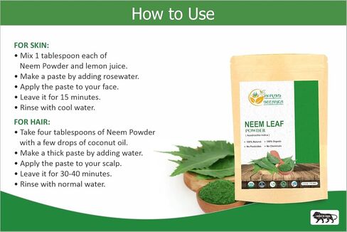 Herbs Botanica Neem Powder Organic for Hair Growth, Skin Care & Detox Wildcrafted Bitter Neem Leaves Powder for Oral Hygiene, Immune System Support, Digestive Health 5.3 oz / 150 GMS in Saudi Arabia