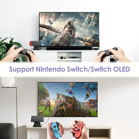 TV Docking Station for Switch,Portable Switch Charging Dock Docking Station Support 4K HDMI/USB 3.0 with USB-C Charging Cable, Replacement for Official Switch Base in Saudi Arabia