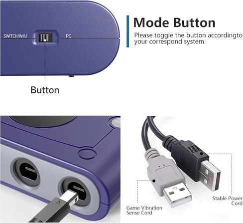 محول وحدة التحكم لـ Gamecubed، متوافق مع Nintendo Switch، محول Super Smash Bros Switch Gamecubed لجهاز WII U/PC مع 4 منافذ/Turbo وميزات الاهتزاز in Kuwait