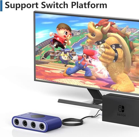محول وحدة التحكم لـ Gamecubed، متوافق مع Nintendo Switch، محول Super Smash Bros Switch Gamecubed لجهاز WII U/PC مع 4 منافذ/Turbo وميزات الاهتزاز in Kuwait
