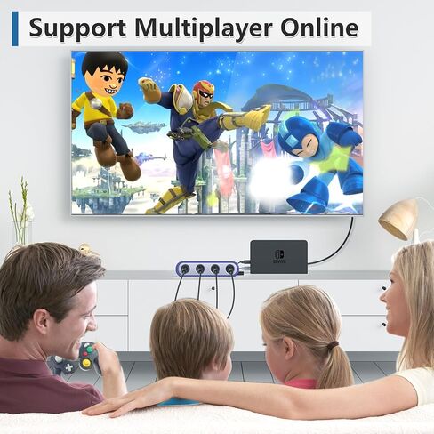 محول وحدة التحكم لـ Gamecubed، متوافق مع Nintendo Switch، محول Super Smash Bros Switch Gamecubed لجهاز WII U/PC مع 4 منافذ/Turbo وميزات الاهتزاز in Kuwait