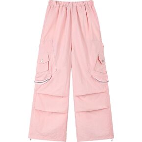 Rolanko Parachute Pants for Girls Y2K Cargo Trousers with Pockets Harajuku Jogger Pants Kids 4-14 Years in Saudi Arabia