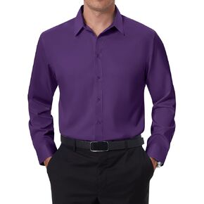 DEMEANOR Mens Dress Shirts Slim Fit Button Down Shirt Long Sleeve - Stain Repellant Stretch Dress Shirts for Men Wrinkle Free in Saudi Arabia