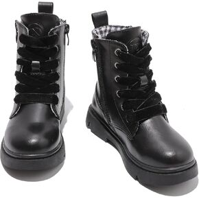 DADAWEN Boys Girls Glitter Ankle Boots Kids Lace Up Waterproof Combat Shoes With Side Zipper for Toddler/Little Kid/Big Kid in Saudi Arabia