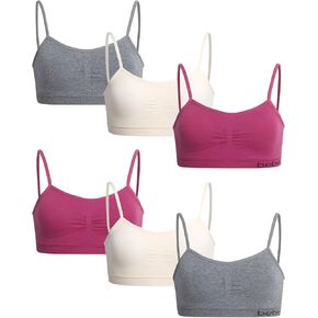 bebe Girls' Training Bra - 6 Pack Seamless Cami Bralette, Removable Pads (S-L) in Saudi Arabia