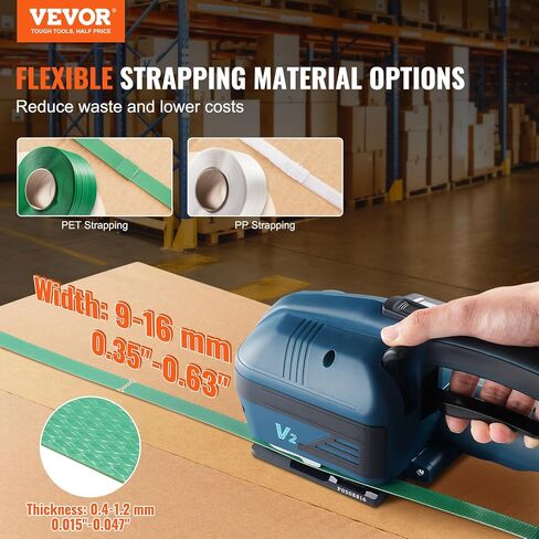 آلة ربط Electric Vevor ، مقابل 0.39 "-0.75" PP Pet Straps ، أداة نطاقات كهربائية محمولة مع شاشة رقمية ، أداة ربط أوتوماتيكية تعمل بالبطارية 2 × 4000 مللي أمبير في التغليف للبطارية. in Kuwait