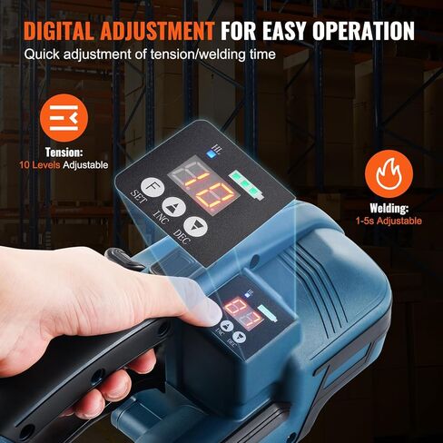 آلة ربط Electric Vevor ، مقابل 0.39 "-0.75" PP Pet Straps ، أداة نطاقات كهربائية محمولة مع شاشة رقمية ، أداة ربط أوتوماتيكية تعمل بالبطارية 2 × 4000 مللي أمبير في التغليف للبطارية. in Kuwait