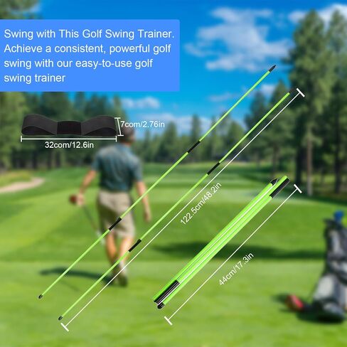 Retractable Golf Swing Training Aid, Click Stick Golf Swing Trainer, Non-Slip Golf Grip, Golf Alignment Sticks & Arm Band, Indoor Outdoor Golf Practice Accessories for Golfers in Saudi Arabia