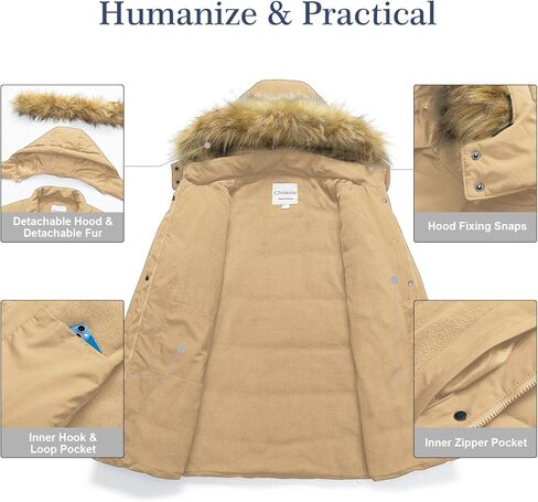 Chrisuno Women's Plus Size Winter Coat Waterproof Long Puffer Jacket Warm Thicken Parka with Removable Fur Hood in Saudi Arabia