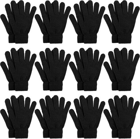 Cooraby 12 Pairs Winter Knitted Magic Gloves Stretchy Full Fingers Gloves for Men, Women or Teens in Saudi Arabia