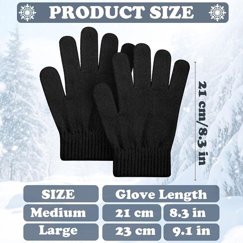 Cooraby 12 Pairs Winter Knitted Magic Gloves Stretchy Full Fingers Gloves for Men, Women or Teens in Saudi Arabia
