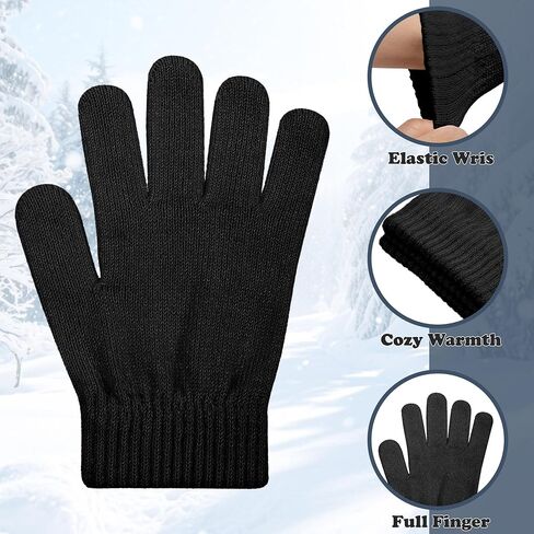 Cooraby 12 Pairs Winter Knitted Magic Gloves Stretchy Full Fingers Gloves for Men, Women or Teens in Saudi Arabia