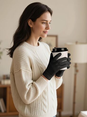 Cooraby 12 Pairs Winter Knitted Magic Gloves Stretchy Full Fingers Gloves for Men, Women or Teens in Saudi Arabia