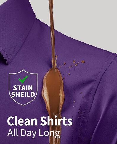 DEMEANOR Mens Dress Shirts Slim Fit Button Down Shirt Long Sleeve - Stain Repellant Stretch Dress Shirts for Men Wrinkle Free in Saudi Arabia