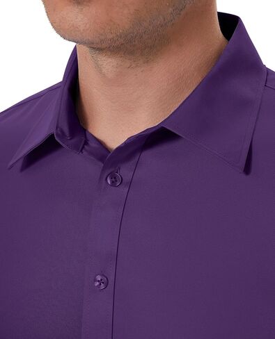 DEMEANOR Mens Dress Shirts Slim Fit Button Down Shirt Long Sleeve - Stain Repellant Stretch Dress Shirts for Men Wrinkle Free in Saudi Arabia