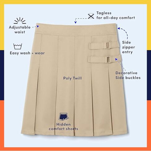 French Toast girls Adjustable Waist Two-tab Pleated-front Scooter Skirt, Black, 6X-Large US in Saudi Arabia