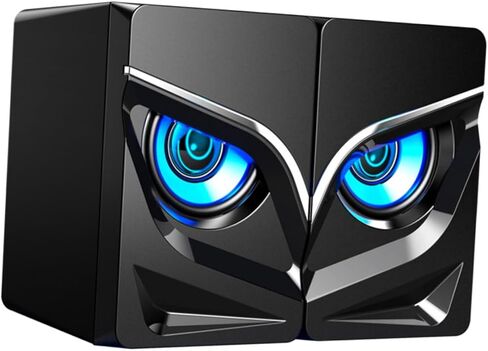 Gatuida 2 قطعة USB سماعات الكمبيوتر المكتبي مع إضاءة ملونة سلكية مضخم صوت صندوق مكبر الصوت لألعاب المكتب المنزلي تصميم مدمج غير قابل للانزلاق متوافق مع هاتف الكمبيوتر المحمول in Saudi Arabia