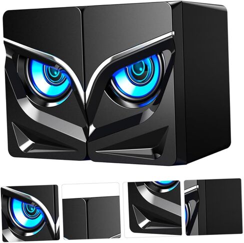 Gatuida 2 قطعة USB سماعات الكمبيوتر المكتبي مع إضاءة ملونة سلكية مضخم صوت صندوق مكبر الصوت لألعاب المكتب المنزلي تصميم مدمج غير قابل للانزلاق متوافق مع هاتف الكمبيوتر المحمول in Saudi Arabia