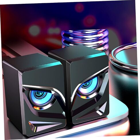 Gatuida 2 قطعة USB سماعات الكمبيوتر المكتبي مع إضاءة ملونة سلكية مضخم صوت صندوق مكبر الصوت لألعاب المكتب المنزلي تصميم مدمج غير قابل للانزلاق متوافق مع هاتف الكمبيوتر المحمول in Saudi Arabia