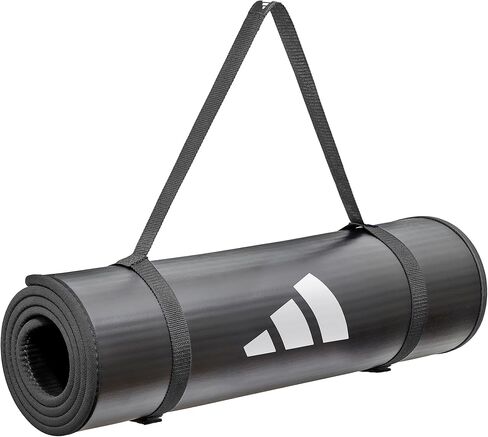 adidas 10mm Extra Thick Training Mat with Carrying Strap and Non-Slip Textured Base - Cushioned Workout Mat for Home Gym, Floor Workouts, and Intense Exercises - Portable and Durable in Saudi Arabia