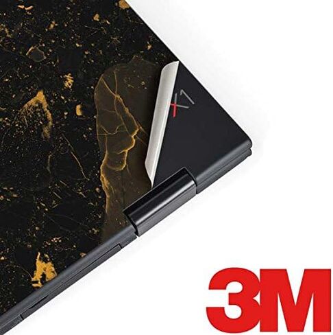 ملصق Skinit للكمبيوتر المحمول متوافق مع Thinkpad X1 Yoga (الجيل الثالث 2018) - تصميم رخام منقط باللونين الأسود والذهبي مرخص رسميًا in Saudi Arabia
