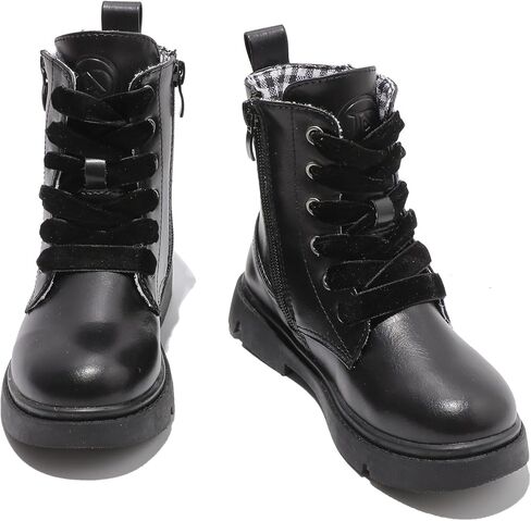 DADAWEN Boys Girls Glitter Ankle Boots Kids Lace Up Waterproof Combat Shoes With Side Zipper for Toddler/Little Kid/Big Kid in Kuwait