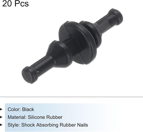 20PCS Fan Shock Absorbing Rubber Nail, Short Style Computer Hardware Cooling Fan Screw Anti Noise Shockproof Silicone Rubber Cooler for PC, Black in Saudi Arabia