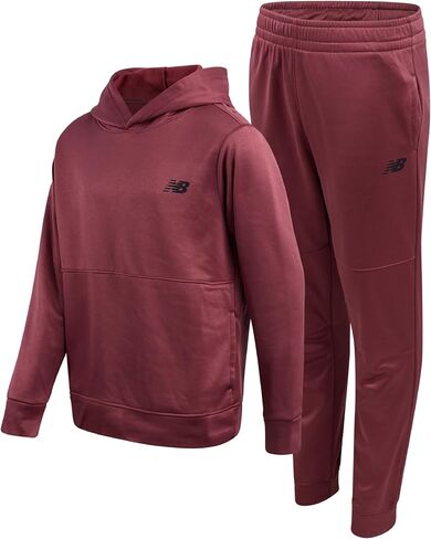 بدلة رياضية للأولاد من New Balance - قطعتان من سويت شيرت وبنطال رياضي بغطاء للرأس من الصوف بتقنية الأداء - طقم بنطال الركض (8-12) in Kuwait