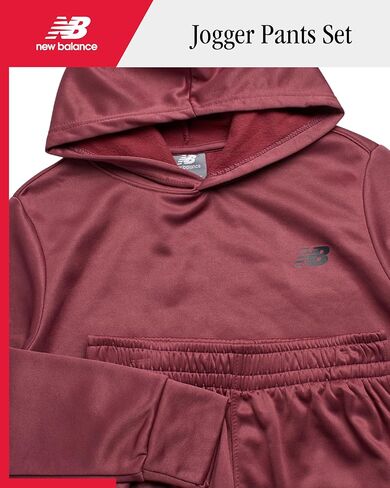 بدلة رياضية للأولاد من New Balance - قطعتان من سويت شيرت وبنطال رياضي بغطاء للرأس من الصوف بتقنية الأداء - طقم بنطال الركض (8-12) in Kuwait