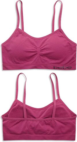 bebe Girls' Training Bra - 6 Pack Seamless Cami Bralette, Removable Pads (S-L) in Saudi Arabia