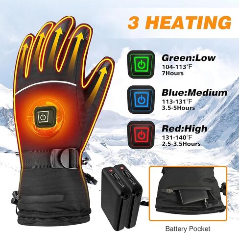 Heated Gloves for Men - Rechargeable Electric Battery Heated Gloves for Men and Women Touchscreen Winter Thermal Glove with 3 Heating Levels Waterproof for Hunting-jiukuan in Saudi Arabia