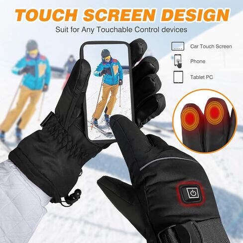 Heated Gloves for Men - Rechargeable Electric Battery Heated Gloves for Men and Women Touchscreen Winter Thermal Glove with 3 Heating Levels Waterproof for Hunting-jiukuan in Saudi Arabia