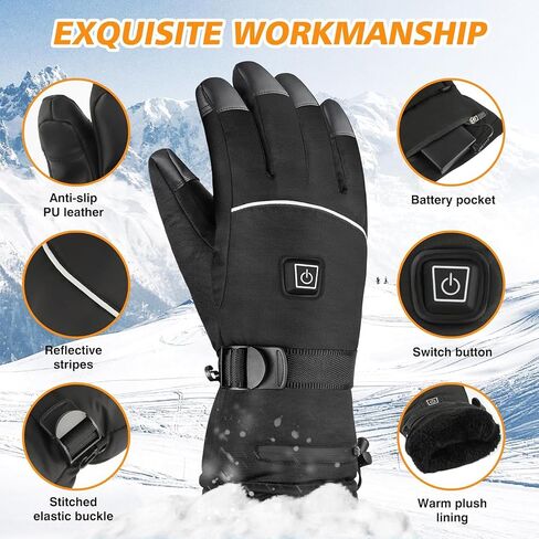 Heated Gloves for Men - Rechargeable Electric Battery Heated Gloves for Men and Women Touchscreen Winter Thermal Glove with 3 Heating Levels Waterproof for Hunting-jiukuan in Saudi Arabia
