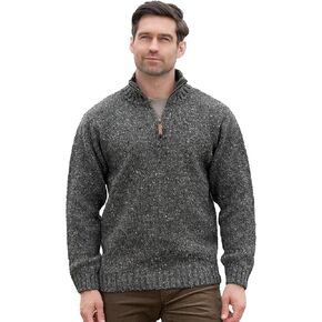 سترة Aran Crafts الرجالية الأيرلندية المحبوكة بنصف سحاب (100% صوف دونيجال) in Kuwait