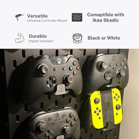 2 Universal Controller Mounts for IKEA Skadis Pegboard, Compatible with Xbox, PlayStation, Nintendo Game Controllers and Game Pads (Black) in Saudi Arabia