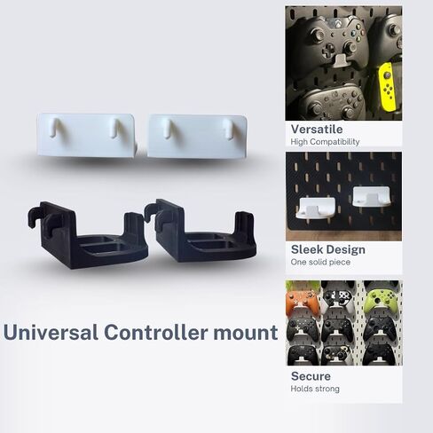 2 Universal Controller Mounts for IKEA Skadis Pegboard, Compatible with Xbox, PlayStation, Nintendo Game Controllers and Game Pads (Black) in Saudi Arabia