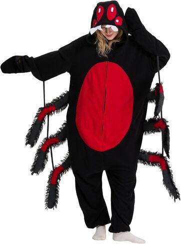 Supodon Adult Onesie Spider Costume Halloween Cosplay Plush Animal Homewear Pajamas Unisex Sleepwear Jumpsuit for Women Men in Kuwait