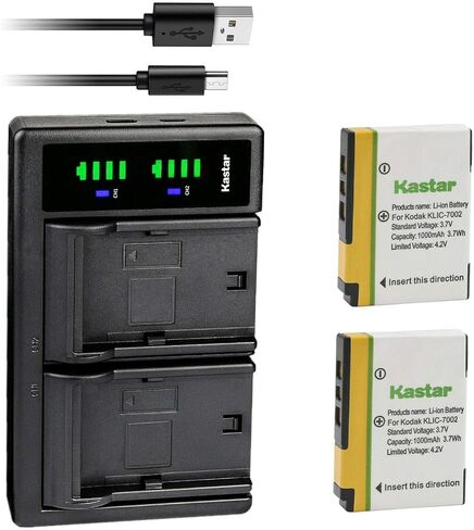 Kastar 2-Pack KLIC-7002 Battery and LTD2 USB Charger Replacement for Kodak KLIC-7002 K7002 Battery, Kodak EasyShare V530, EasyShare V603, EasyShare V530 Zoom, EasyShare V603 Zoom Camera in Saudi Arabia