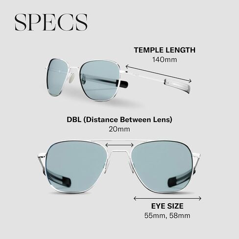 Randolph USA | 23k White Gold Classic Aviator Sunglasses for Men or Women Polarized 100% UV in Kuwait